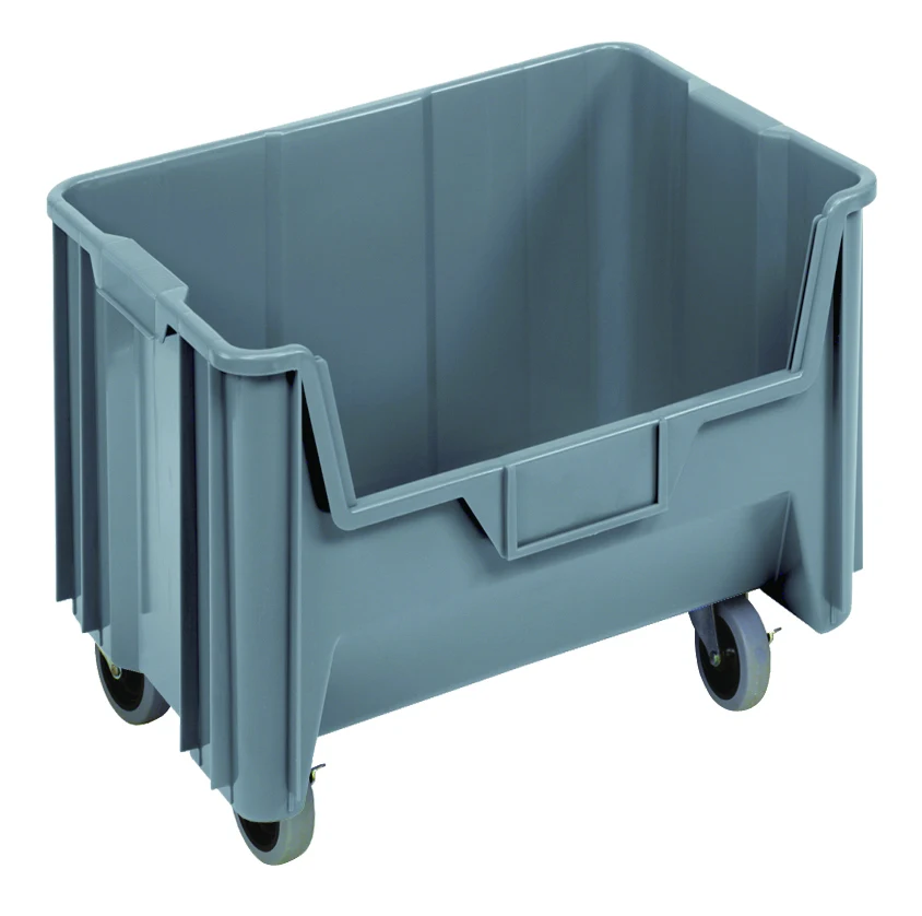 Quantum QGH705MOBGYCS Stacking Mobile Container, 250 lb capacity, Gray, Case of 3