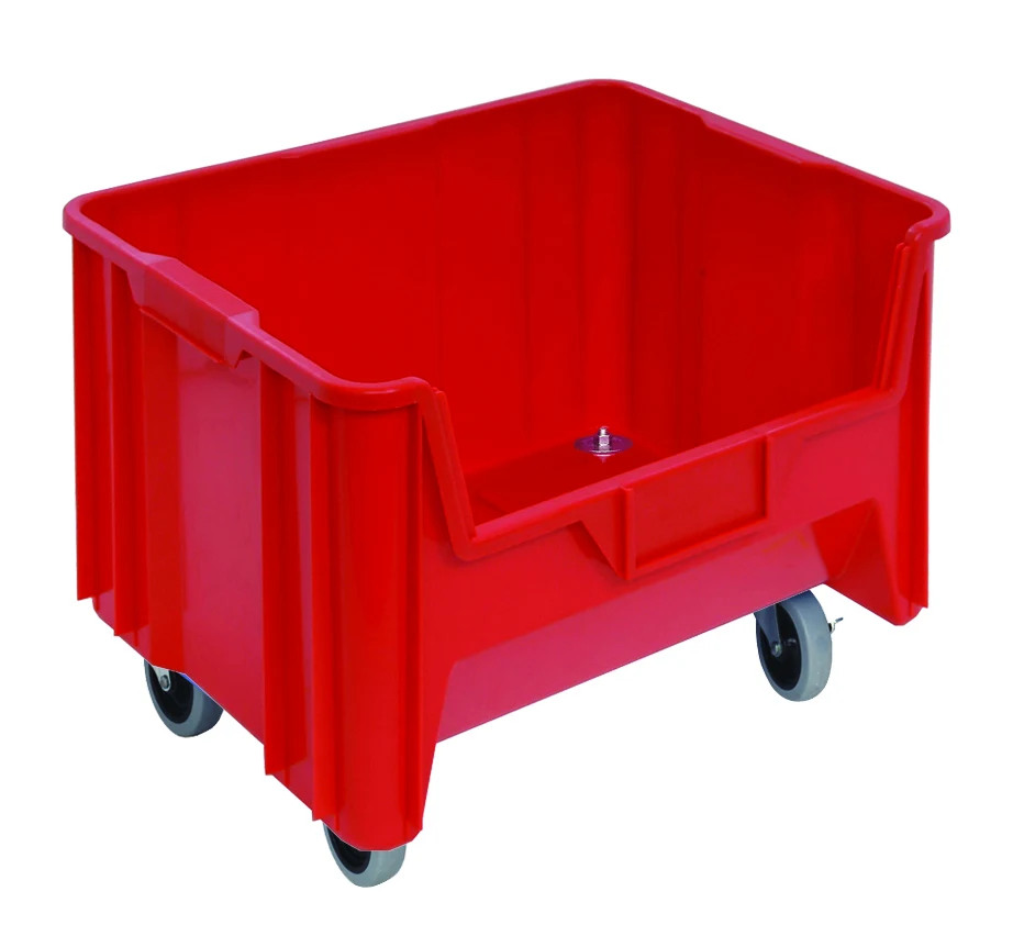 Quantum QGH705MOBRDCS Stacking Mobile Container, 250 lb capacity, Red, Case of 3