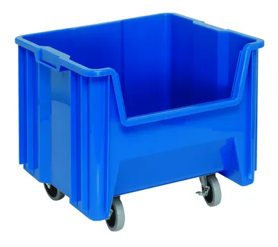 Quantum QGH805MOBBLCS Stacking Mobile Container, 250 lb capacity, Blue, Case of 2