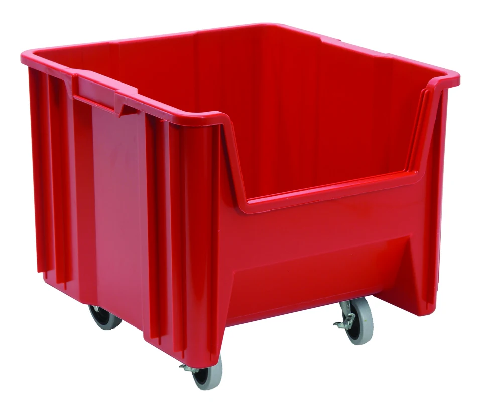Quantum QGH805MOBRDCS Stacking Mobile Container, 250 lb capacity, Red, Case of 2