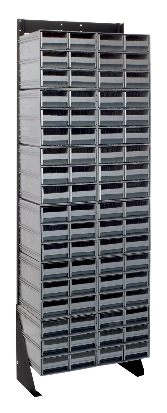 Quantum QIC-170-64GY Single-Sided Interlocking Storage Cabinets Floor Stand, 12"D x 23-5/8"W x 75"H, Black