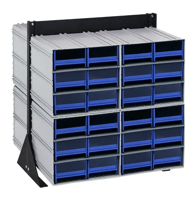 Quantum QIC-224-64BL Double-Sided Interlocking Storage Cabinets Floor Stand, 24"D x 23-5/8"W x 28"H, Black