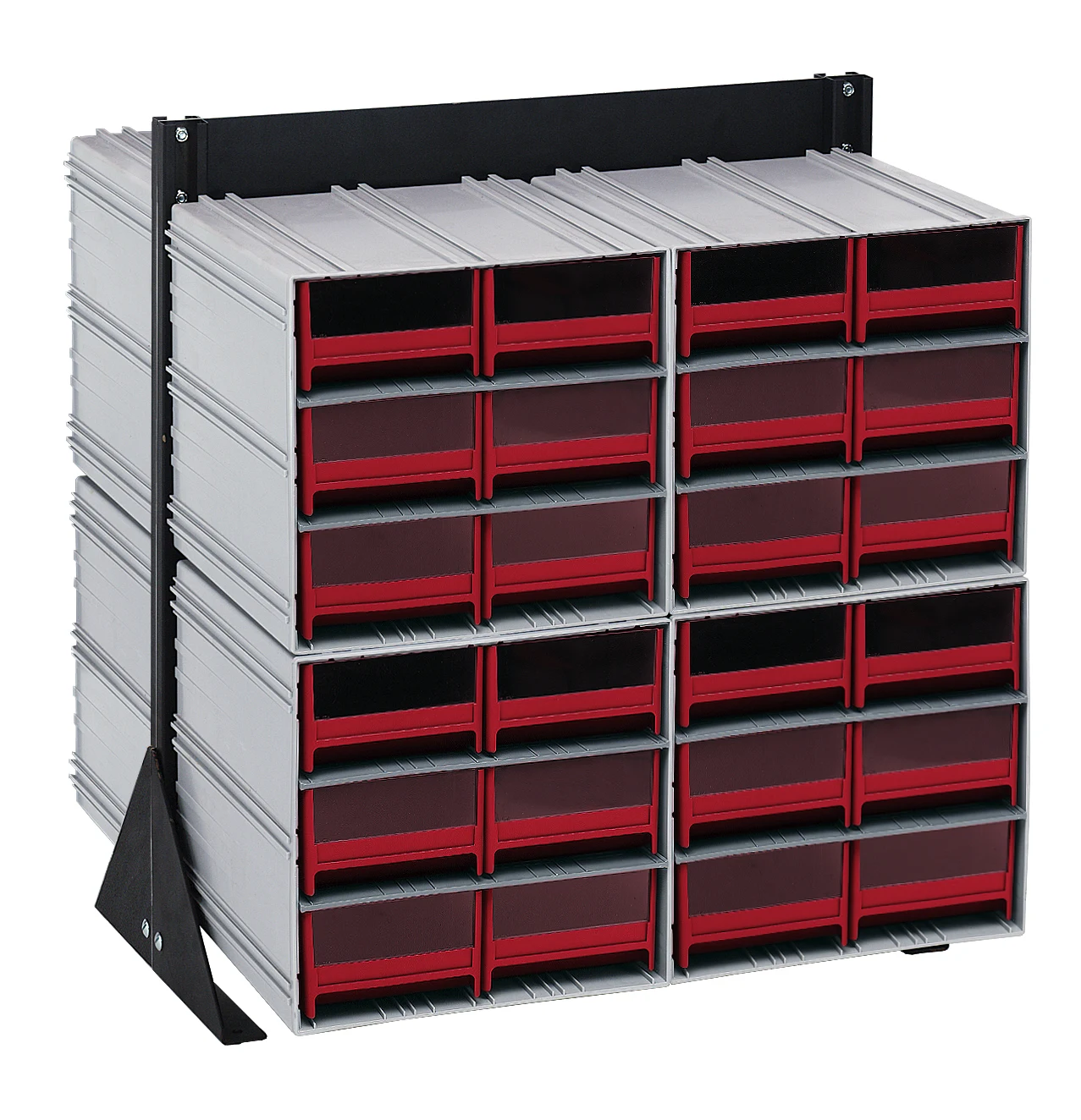 Quantum QIC-224-64RD Double-Sided Interlocking Storage Cabinets Floor Stand, 24"D x 23-5/8"W x 28"H, Black