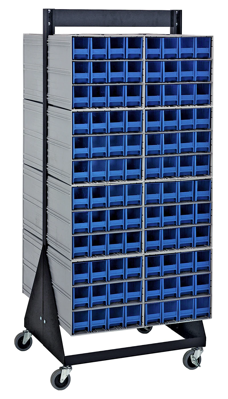 Quantum QIC-248-122BL Double-Sided Interlocking Storage Cabinets Floor Stand, 24"D x 23-5/8"W x 52"H, Black