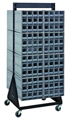 Quantum QIC-248-122GY Double-Sided Interlocking Storage Cabinets Floor Stand, 24"D x 23-5/8"W x 52"H, Black
