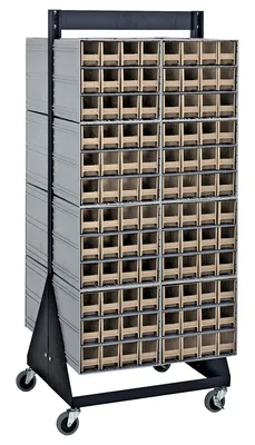 Quantum QIC-248-122IV Double-Sided Interlocking Storage Cabinets Floor Stand, 24"D x 23-5/8"W x 52"H, Black