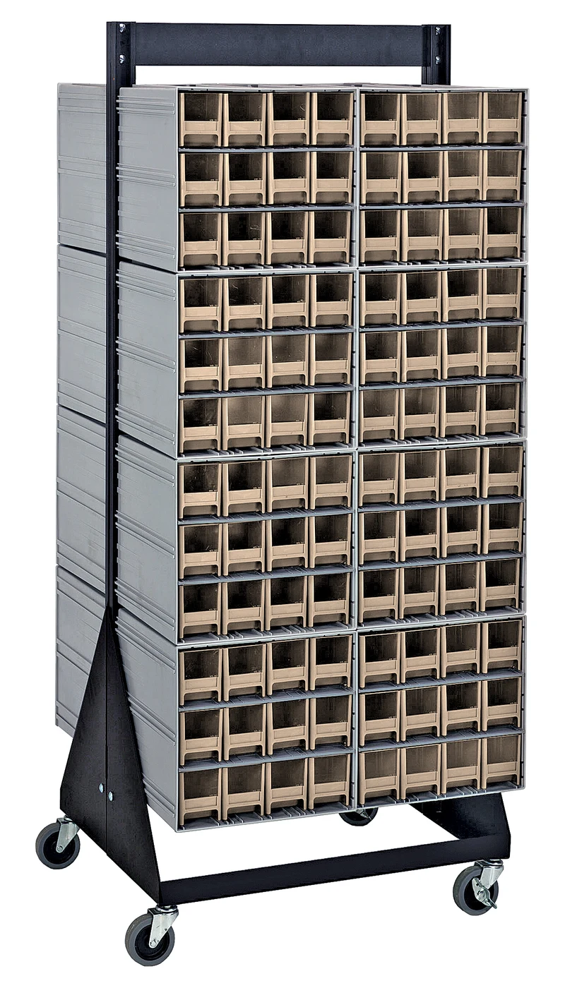 Quantum QIC-248-122IV Double-Sided Interlocking Storage Cabinets Floor Stand, 24"D x 23-5/8"W x 52"H, Black