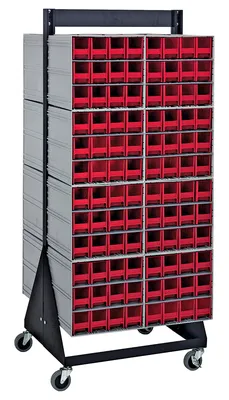 Quantum QIC-248-122RD Double-Sided Interlocking Storage Cabinets Floor Stand, 24"D x 23-5/8"W x 52"H, Black
