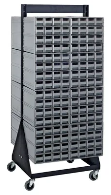 Quantum QIC-248-161GY Double-Sided Interlocking Storage Cabinets Floor Stand, 24"D x 23-5/8"W x 52"H, Black