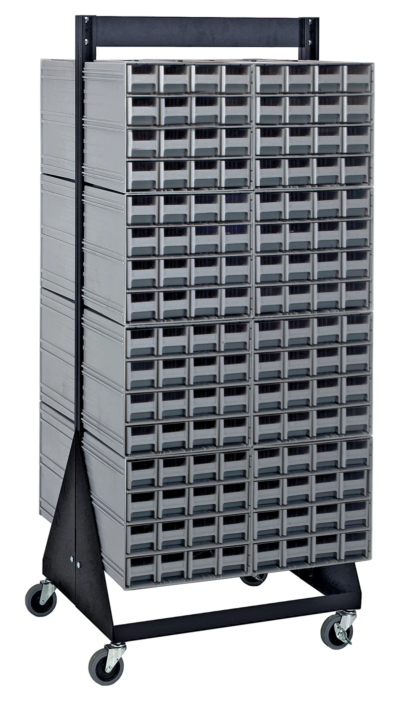 Quantum QIC-248-161GY Double-Sided Interlocking Storage Cabinets Floor Stand, 24"D x 23-5/8"W x 52"H, Black