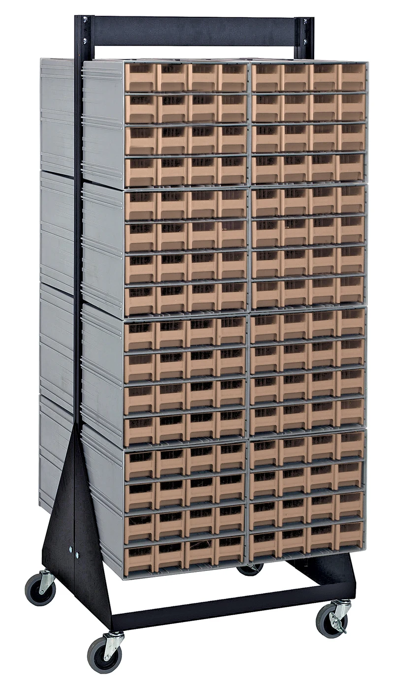 Quantum QIC-248-161IV Double-Sided Interlocking Storage Cabinets Floor Stand, 24"D x 23-5/8"W x 52"H, Black