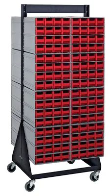 Quantum QIC-248-161RD Double-Sided Interlocking Storage Cabinets Floor Stand, 24"D x 23-5/8"W x 52"H, Black