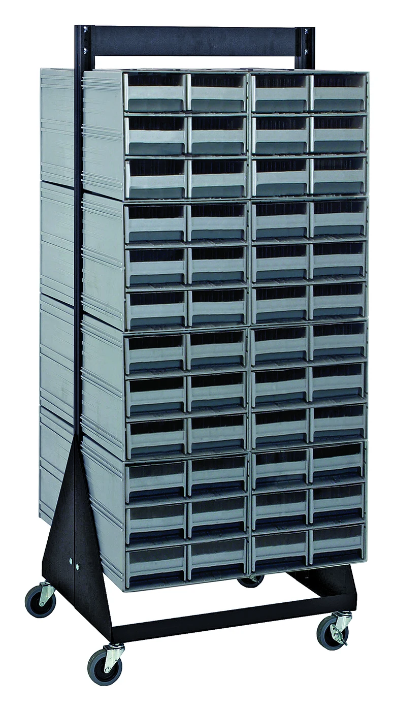 Quantum QIC-248-64GY Double-Sided Interlocking Storage Cabinets Floor Stand, 24"D x 23-5/8"W x 52"H, Black