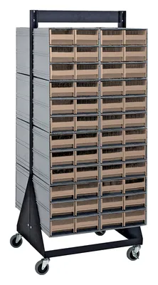 Quantum QIC-248-64IV Double-Sided Interlocking Storage Cabinets Floor Stand, 24"D x 23-5/8"W x 52"H, Black