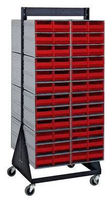 Quantum QIC-248-64RD Double-Sided Interlocking Storage Cabinets Floor Stand, 24"D x 23-5/8"W x 52"H, Black