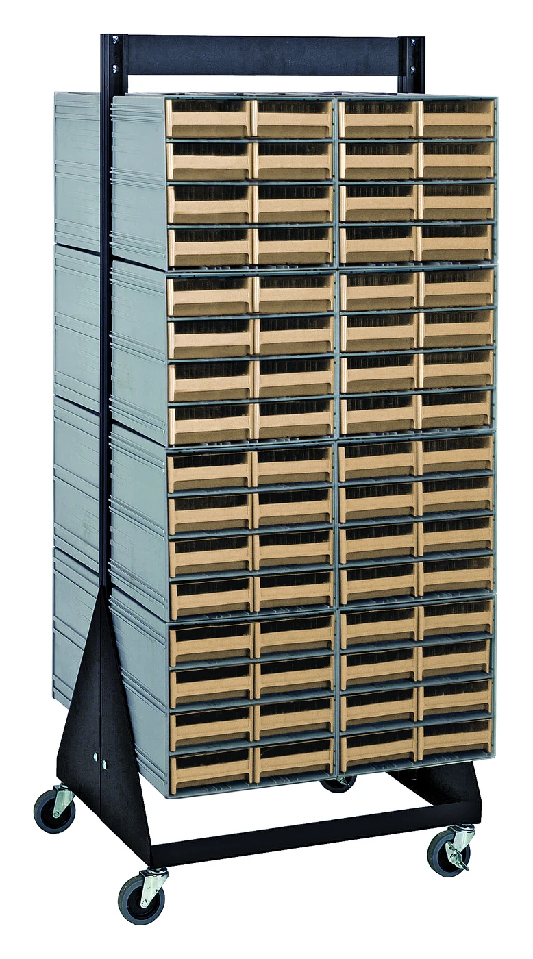 Quantum QIC-248-83IV Double-Sided Interlocking Storage Cabinets Floor Stand, 24"D x 23-5/8"W x 52"H, Black