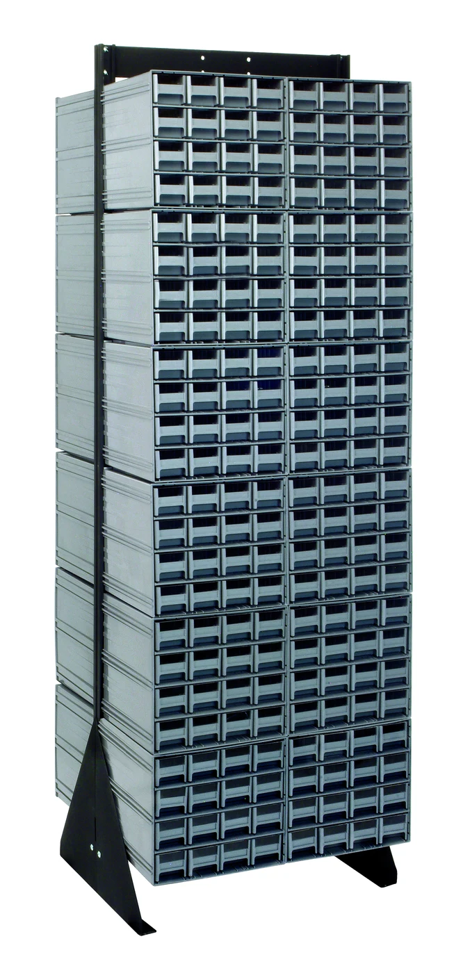 Quantum QIC-270-161GY Double-Sided Interlocking Storage Cabinets Floor Stand, 24"D x 23-5/8"W x 75"H, Black