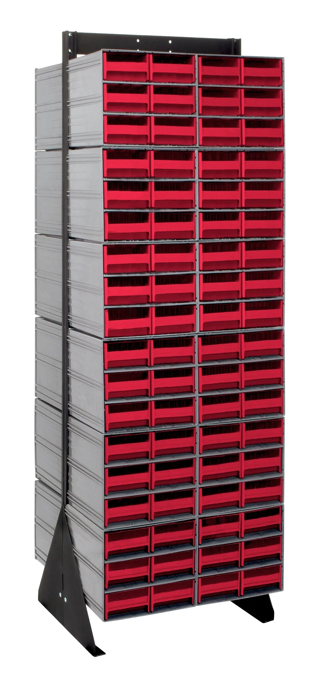 Quantum QIC-270-64RD Double-Sided Interlocking Storage Cabinets Floor Stand, 24"D x 23-5/8"W x 75"H, Black