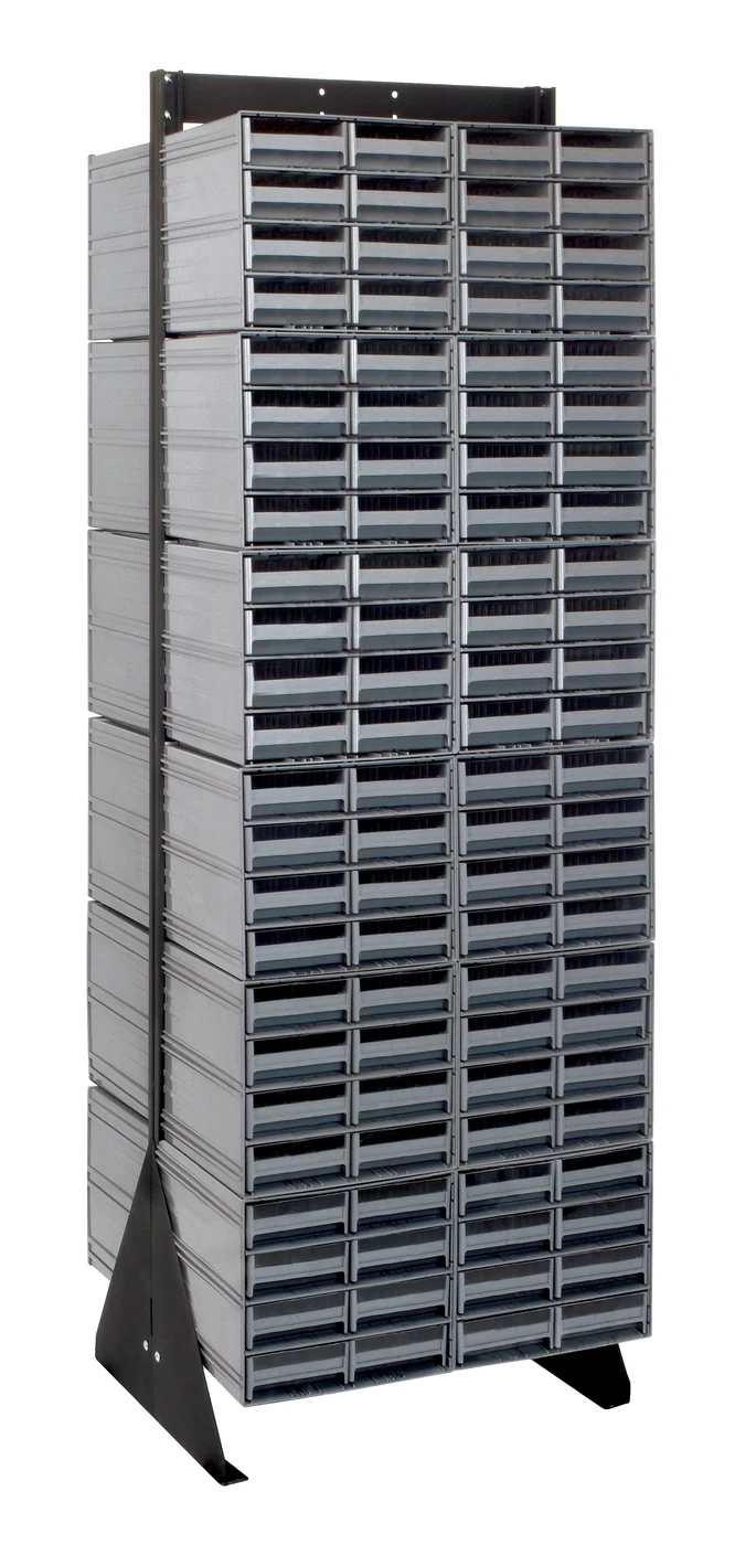 Quantum QIC-270-83GY Double-Sided Interlocking Storage Cabinets Floor Stand, 24"D x 23-5/8"W x 75"H, Black