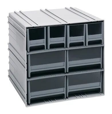 Quantum QIC-4244GY Interlocking Storage Cabinets, 11-3/8"D x 11-3/4"W x 11"H, Gray