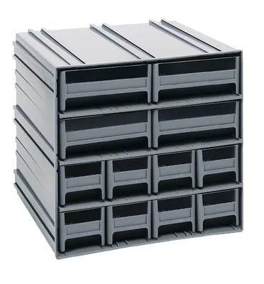 Quantum QIC-8143GY Interlocking Storage Cabinets, 11-3/8"D x 11-3/4"W x 11"H, Gray