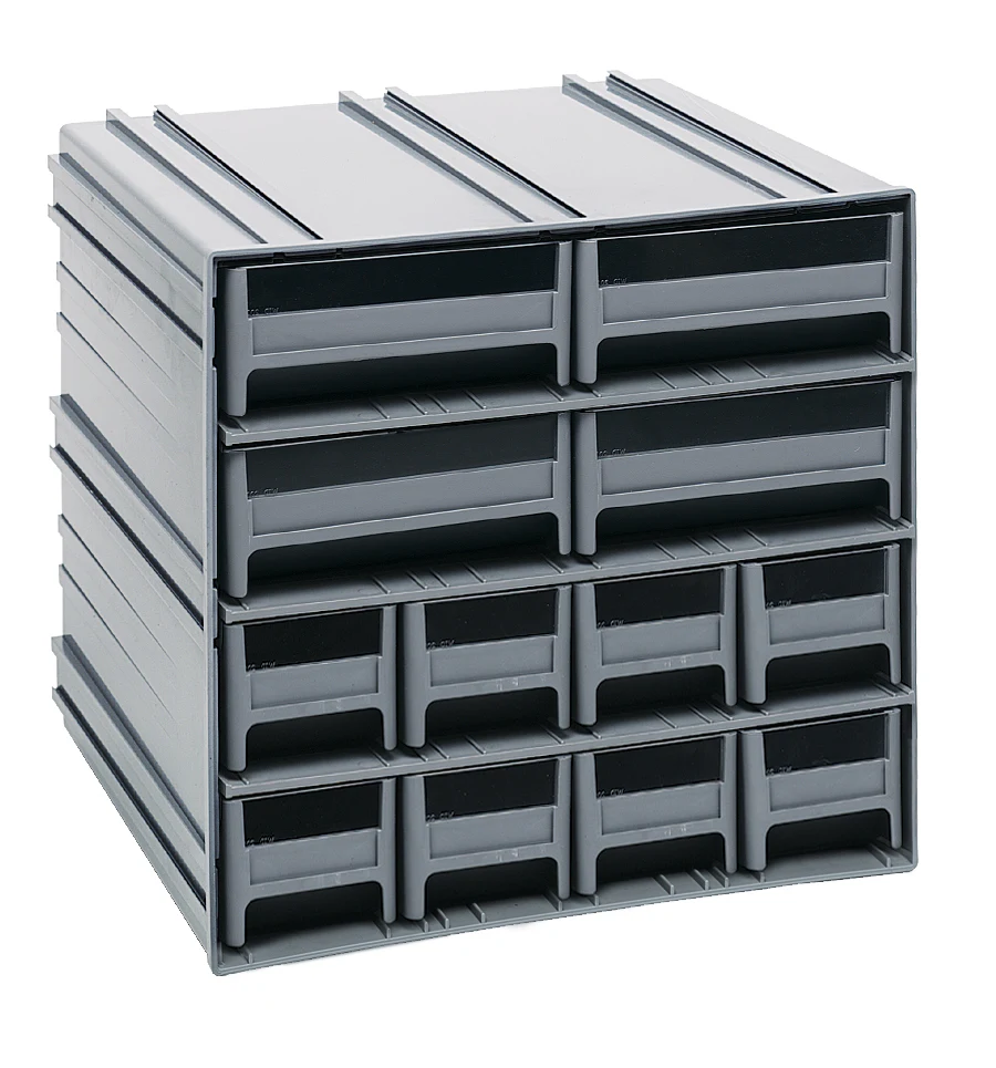 Quantum QIC-8143GY Interlocking Storage Cabinets, 11-3/8"D x 11-3/4"W x 11"H, Gray