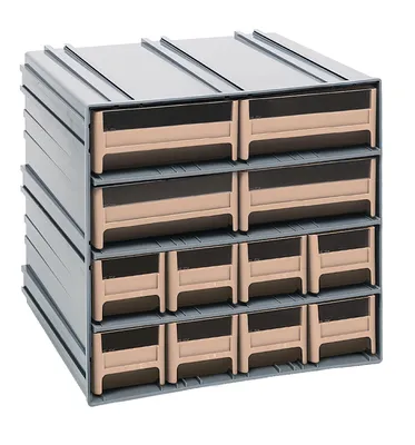 Quantum QIC-8143IV Interlocking Storage Cabinets, 11-3/8"D x 11-3/4"W x 11"H, Gray