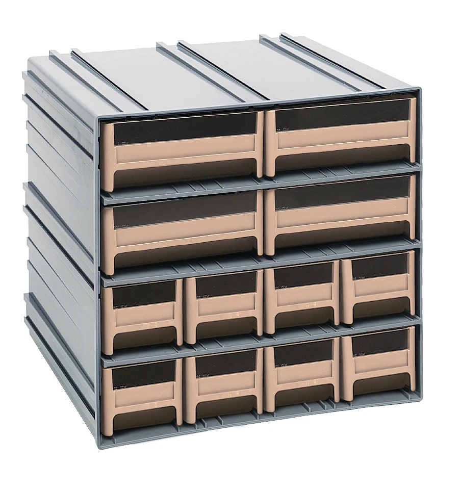 Quantum QIC-8143IV Interlocking Storage Cabinets, 11-3/8"D x 11-3/4"W x 11"H, Gray