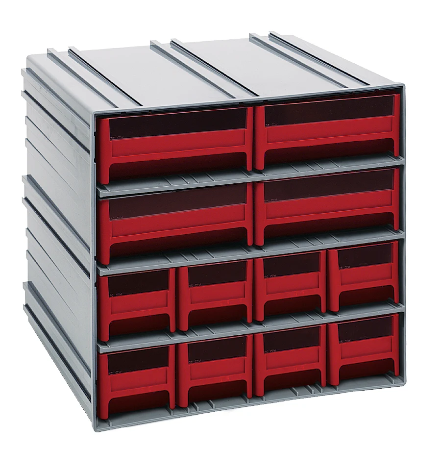 Quantum QIC-8143RD Interlocking Storage Cabinets, 11-3/8"D x 11-3/4"W x 11"H, Gray