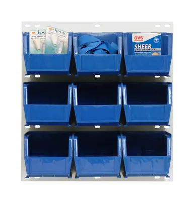 Quantum QLP-1819HC-230-9BL Wall Mounted Louvered Panel, 18"L x 11"D x 19"H, 175 lb capacity, Oyster White — in use