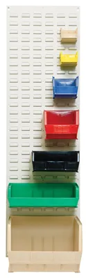 Quantum QLP-1861HC Wall Mounted Louvered Panel, 18"L x 61"H, 500 lb capacity, Oyster White — in use