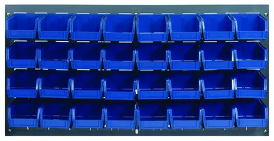 Quantum QLP-3619-210-32BL Wall Mounted Louvered Panel, 36"L x 6"D x 19"H, 200 lb capacity, Gray