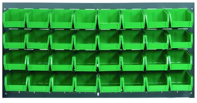 Quantum QLP-3619-220-32GN Wall Mounted Louvered Panel, 36"L x 8"D x 19"H, 200 lb capacity, Gray