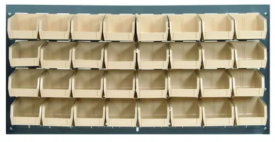 Quantum QLP-3619-220-32IV Wall Mounted Louvered Panel, 36"L x 8"D x 19"H, 200 lb capacity, Gray