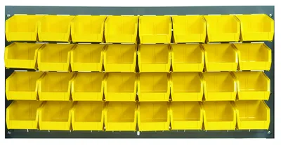 Quantum QLP-3619-220-32YL Wall Mounted Louvered Panel, 36"L x 8"D x 19"H, 200 lb capacity, Gray