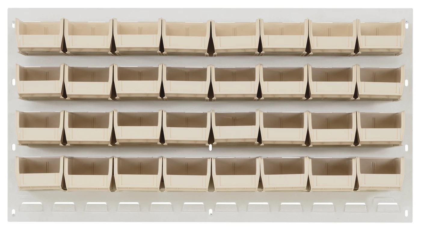 Quantum QLP-3619HC-220-32IV Wall Mounted Louvered Panel, 36"L x 8"D x 19"H, 200 lb capacity, Oyster White