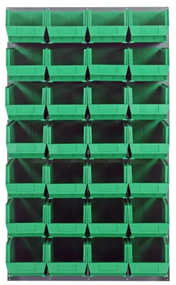 Quantum QLP-3661-240-28GN Wall Mounted Louvered Panel, 36"L x 15"D x 61"H, 1000 lb capacity, Gray