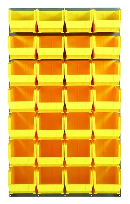 Quantum QLP-3661-240-28YL Wall Mounted Louvered Panel, 36"L x 15"D x 61"H, 1000 lb capacity, Gray