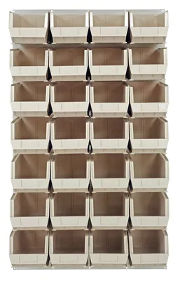 Quantum QLP-3661HC-240-28IV Wall Mounted Louvered Panel, 36"L x 15"D x 61"H, 1000 lb capacity, Oyster White