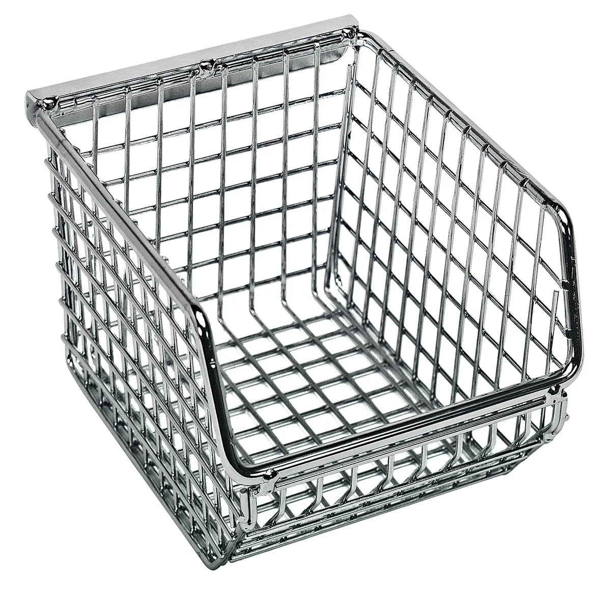 Quantum QMB510CCS Mesh Stack and Hang Bin, 5-1/4"D x 4-1/4"W x 3"H, Chrome, Case of 20