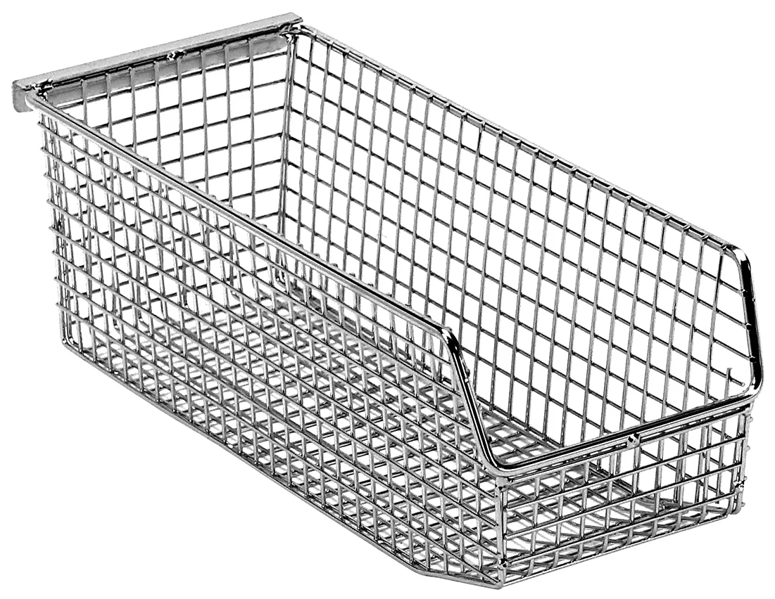 Quantum QMB524CCS Mesh Stack and Hang Bin, 11"D x 4-3/4"W x 4"H, Chrome, Case of 20