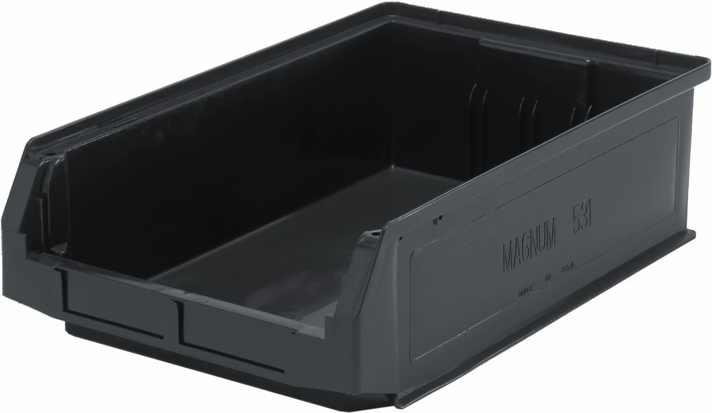 Quantum QMS531BKCS Magnum Bin, 19-3/4"L x 12-3/8"W x 5-7/8"H, 150 lb capacity, Black, Case of 6