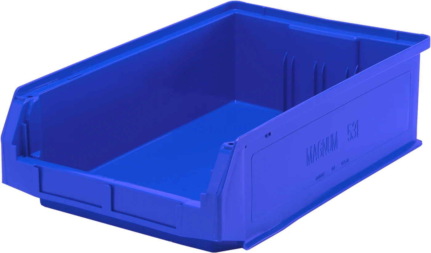 Quantum QMS531BLCS Magnum Bin, 19-3/4"L x 12-3/8"W x 5-7/8"H, 150 lb capacity, Blue, Case of 6