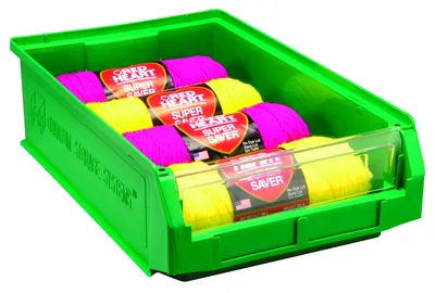 Quantum QMS533GNCS Magnum Bin, 19-3/4"L x 12-3/8"W x 11-7/8"H, 150 lb capacity, Green, Case of 3 — in use