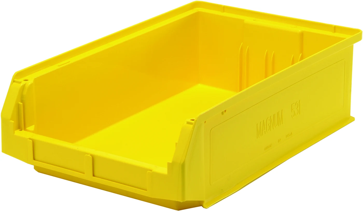 Quantum QMS531YLCS Magnum Bin, 19-3/4"L x 12-3/8"W x 5-7/8"H, 150 lb capacity, Yellow, Case of 6