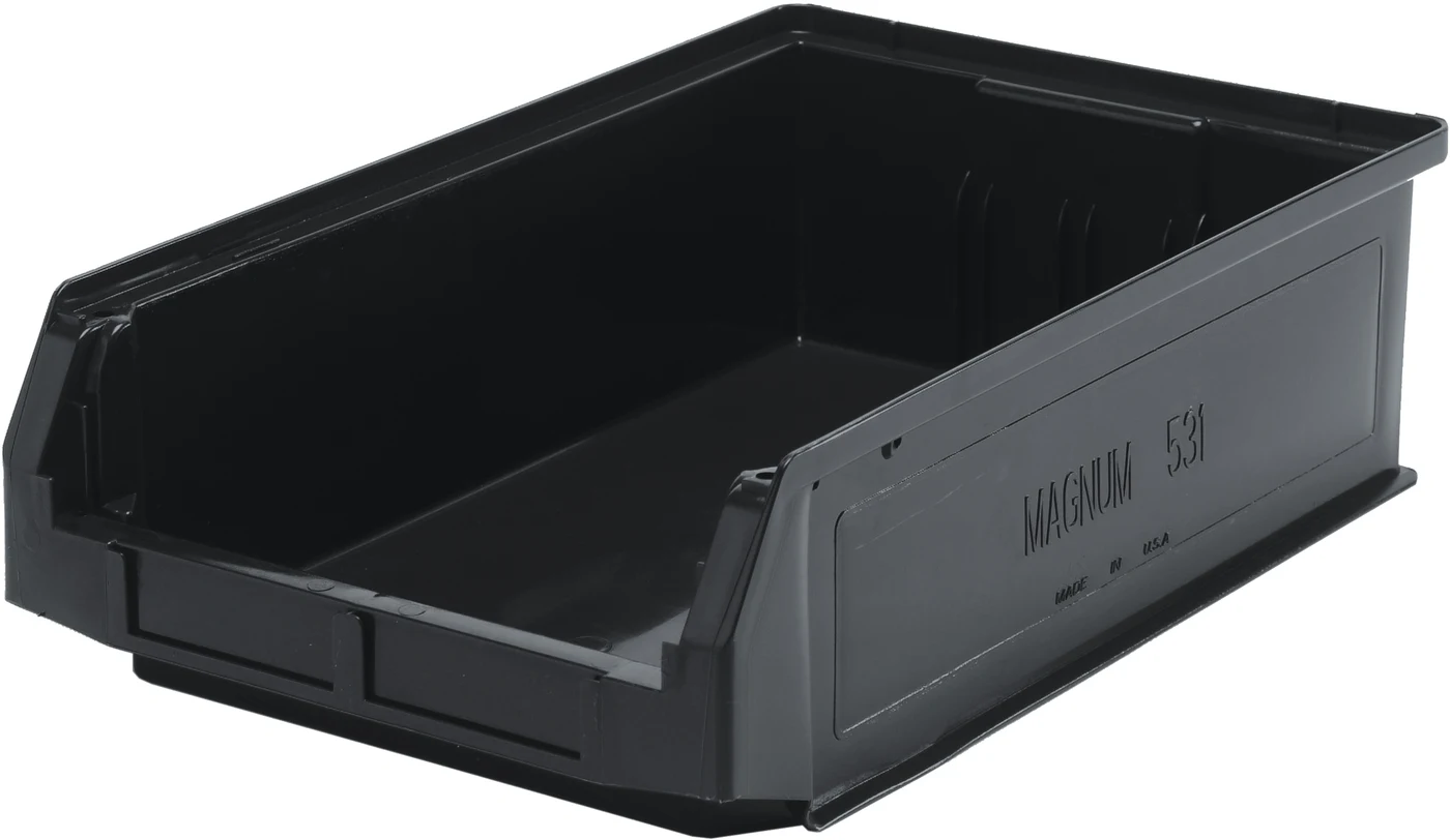 Quantum QMS533BRCS Magnum Bin, 19-3/4"L x 12-3/8"W x 11-7/8"H, 150 lb capacity, Black, Case of 3