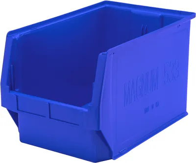 Quantum QMS533BLCS Magnum Bin, 19-3/4"L x 12-3/8"W x 11-7/8"H, 150 lb capacity, Blue, Case of 3