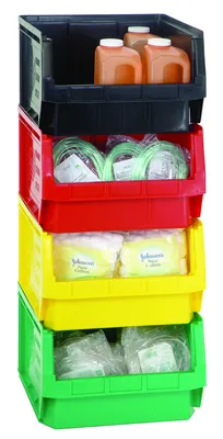 Quantum QMS543RD Magnum Bin, 19-3/4"L x 18-3/8"W x 11-7/8"H, 150 lb capacity, Red — in use