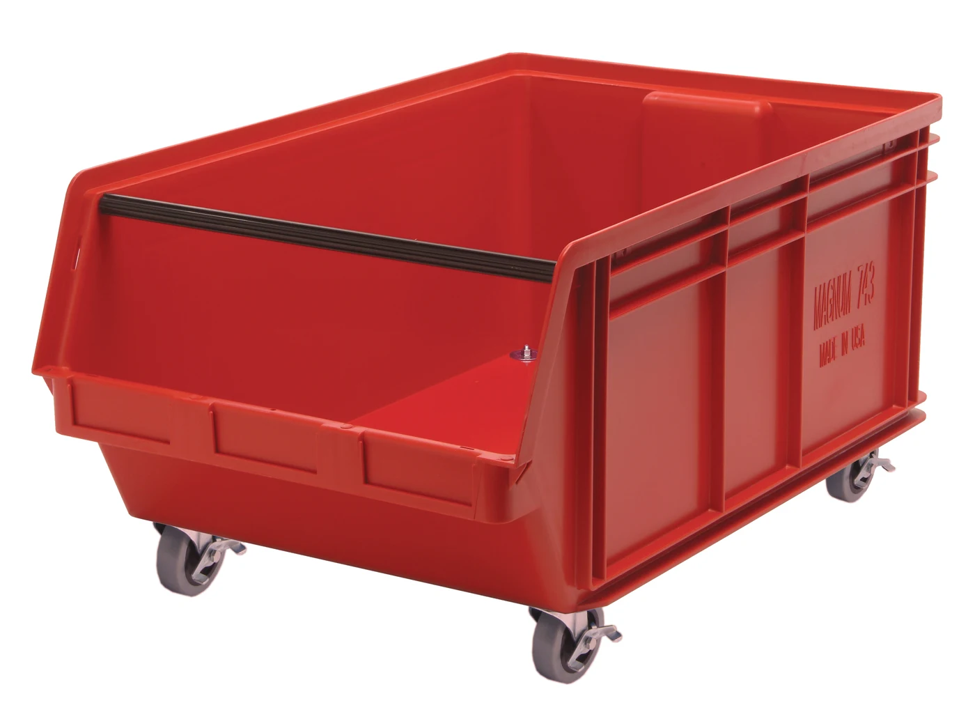 Quantum QMS843MOBRD Mobile Magnum Bin, 29"L x 18-3/8"W x 14-7/8"H, 150 lb capacity, Red