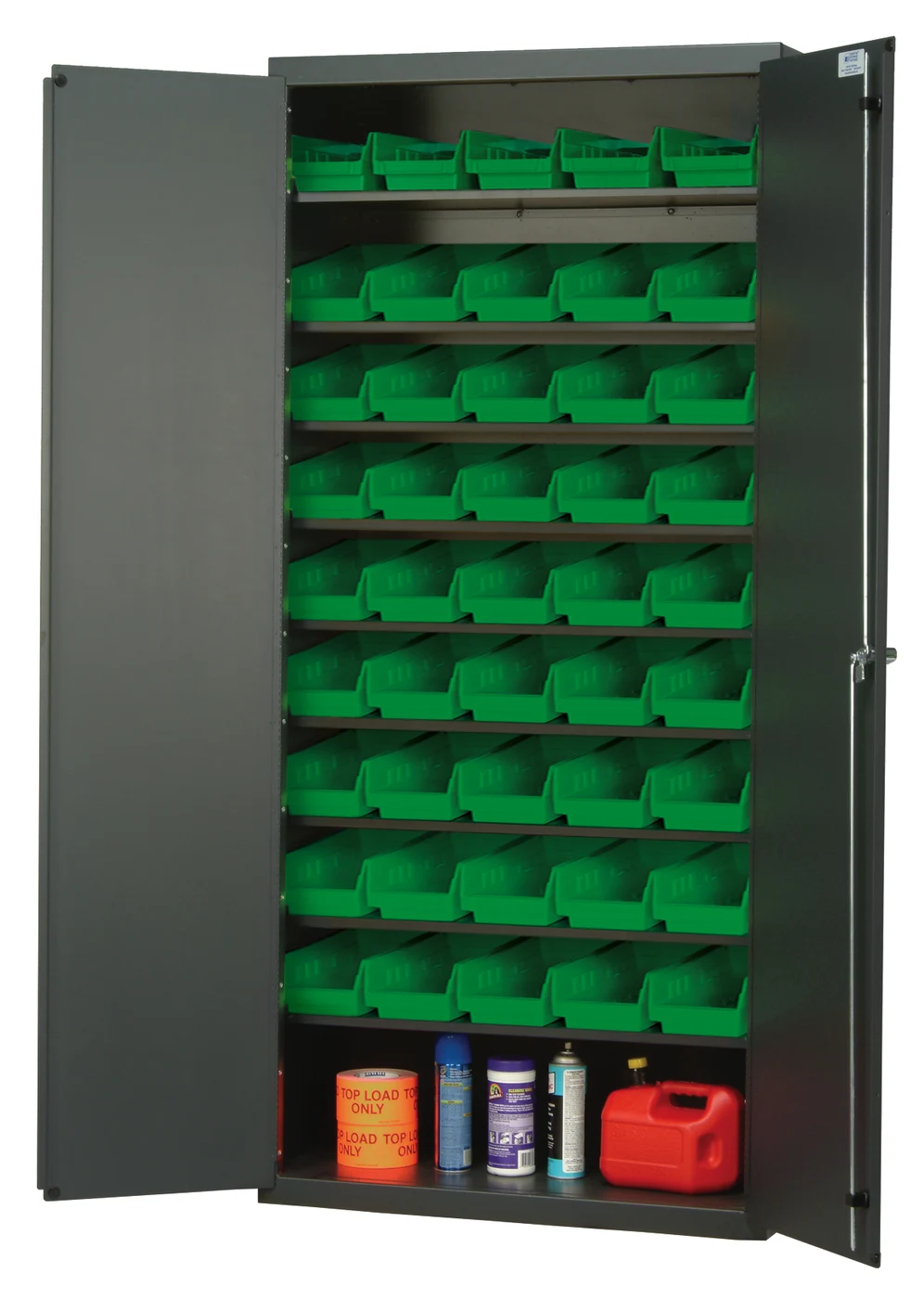 Quantum QPR-102GN Heavy-Duty 36" Bin Cabinet, 36"W x 18"D x 78"H, 400 lb capacity, Gray